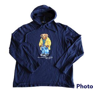 Ralph Lauren Polo Bear Blue Lightweight Hoodie Sweatshirt Mens M